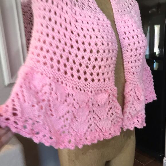 Handmade Crocheted Pink Barbie Shawl Prayer Festival Boho Hippie Custom Made EUC - Picture 3 of 8